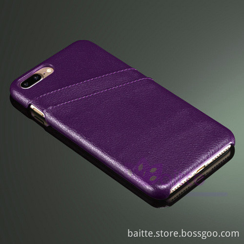 Card port on back hard case leather phone case for iPhone 7